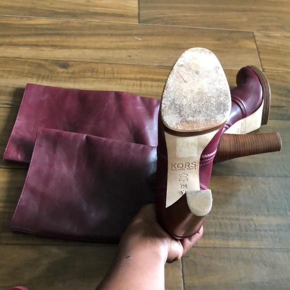Michael Kors Leather Boots Burgundy High-Heels - Picture 5 of 8